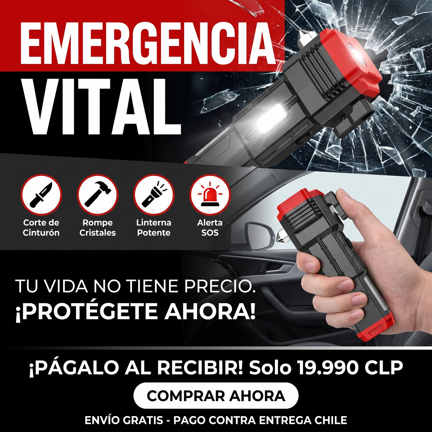 TitanBeam Pro™ Linterna Multifuncional Recargable 4 en 1