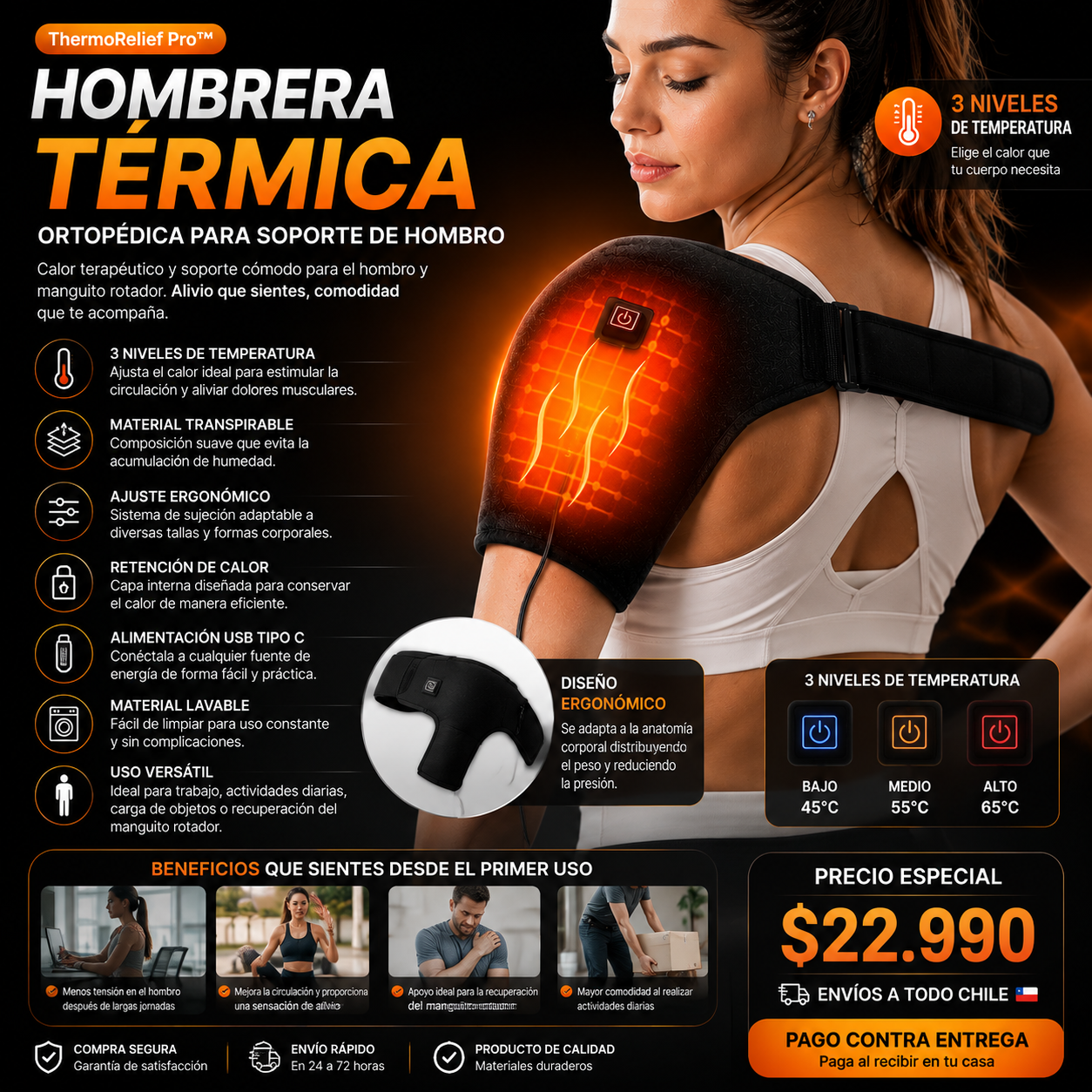 🔥 ThermoRelief Pro™ – Hombrera Térmica Inteligente