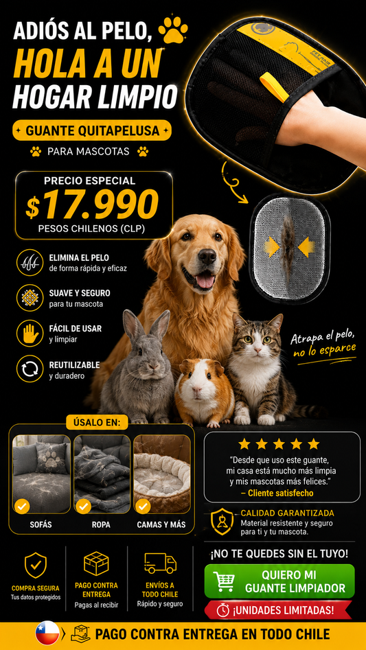 PetClean Pro™ – Guante Removedor de Pelo para Mascotas 🐾