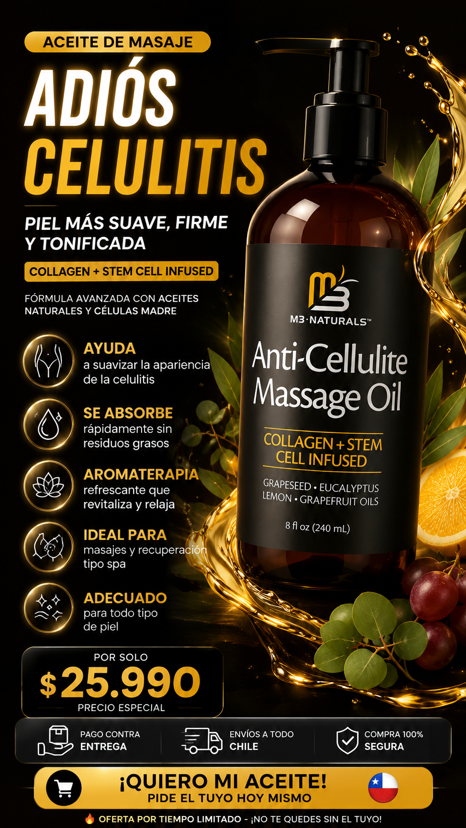 M3 Dermashine Pro - Aceite Reafirmante Anticelulítico y Reductor