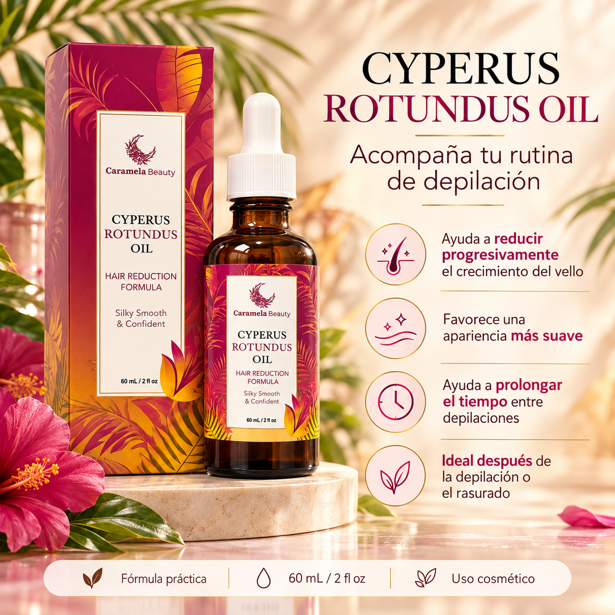 Caramela Beauty Cyperus Smooth™ – Aceite Post Depilación 60 ml 🌸